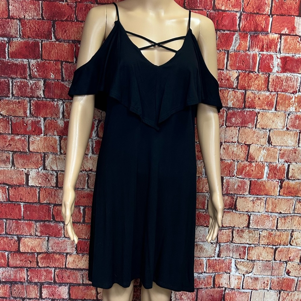 Soprano Strappy‎ Black Open Shoulder Dress
